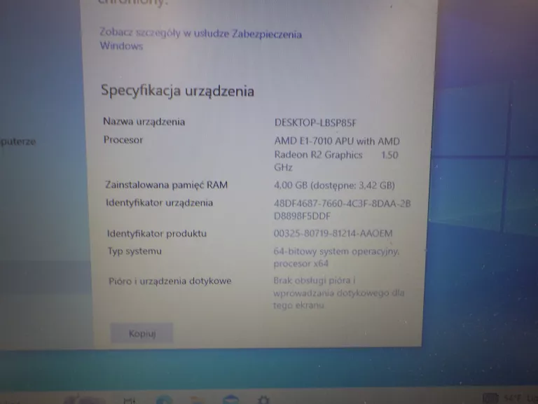 LAPTOP ASUS F540Y 15,6 " AMD