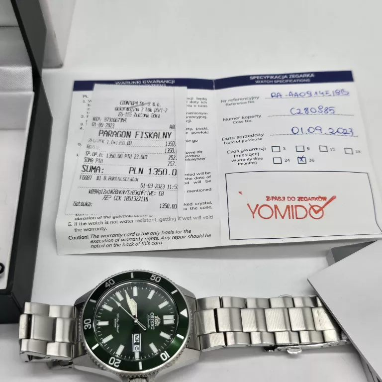 ZEGAREK MĘSKI AUOMATYCZNY ORIENT F692 RA-AA0914E19B ZIELONY KOMPLET + GW /