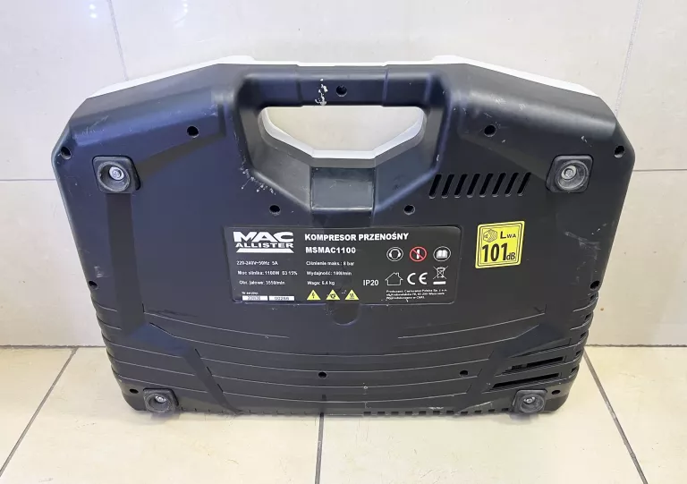 MINI KOMPRESOR MACALLISTER MSMAC1100 + PISTOLET PRZENOŚNY BUDOWA GARAŻ
