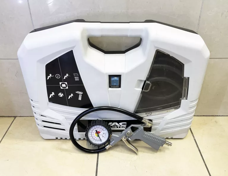 MINI KOMPRESOR MACALLISTER MSMAC1100 + PISTOLET PRZENOŚNY BUDOWA GARAŻ
