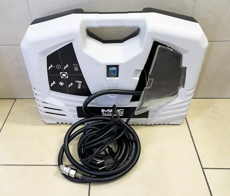 MINI KOMPRESOR MACALLISTER MSMAC1100 + PISTOLET PRZENOŚNY BUDOWA GARAŻ