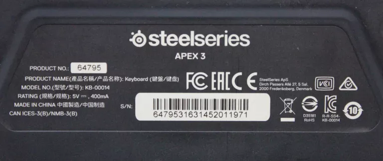 KLAWIATURA GAMINGOWA STEELSERIES APEX 3