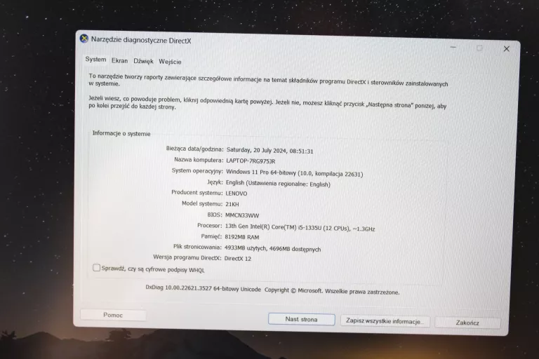 LAPTOP LENOVO THINKBOOK 16G6 IRL / PUDEŁKO