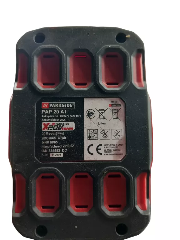 NOŻYCE ELEKTRYCZNE AKUMULATOROWE PARKSIDE PHSA 20-LI B2 20V +AKUMULATOR