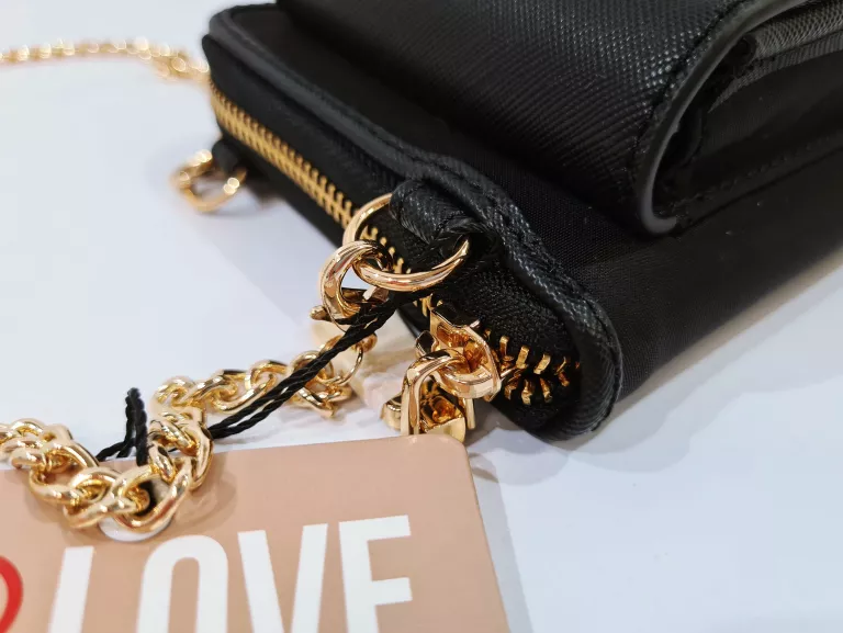 LOVE MOSCHINO DUŻY PORTFEL NA ŁAŃCUSZKU Z KIESZENIĄ NA TELEFON
