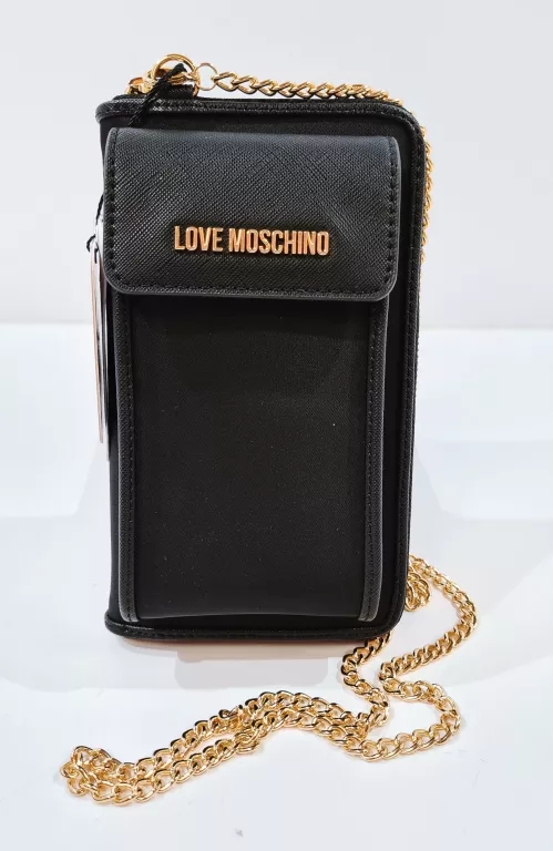 LOVE MOSCHINO DUŻY PORTFEL NA ŁAŃCUSZKU Z KIESZENIĄ NA TELEFON