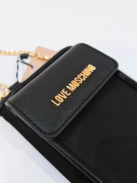 LOVE MOSCHINO DUŻY PORTFEL NA ŁAŃCUSZKU Z KIESZENIĄ NA TELEFON