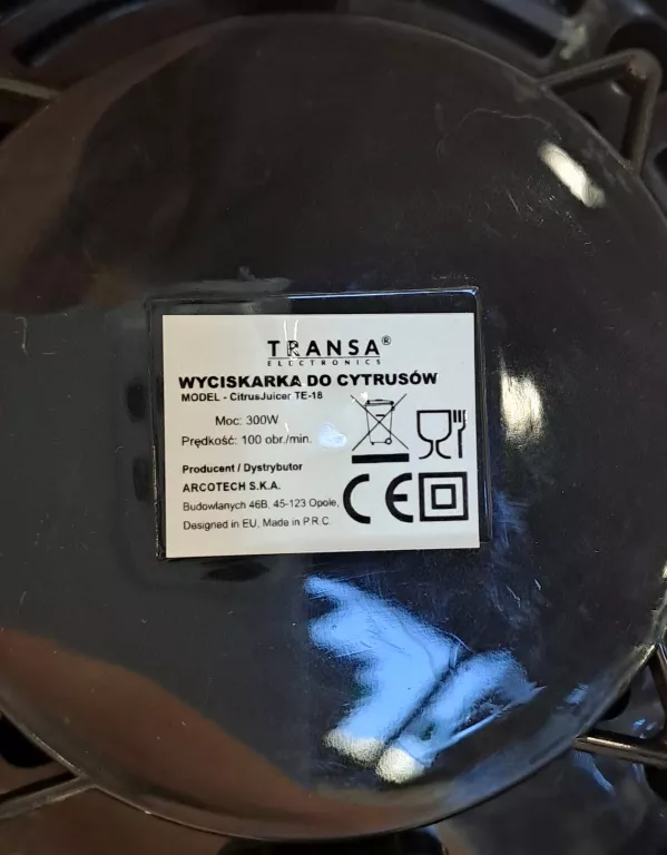 WYCISKARKA DO CYTRUSÓW TRANSA ELECTRONIC