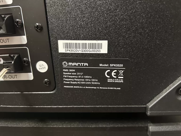 GŁOŚNIK BLUETOOTH POWER AUDIO MANTA CUBE SPK5520 X-BASS GWAR