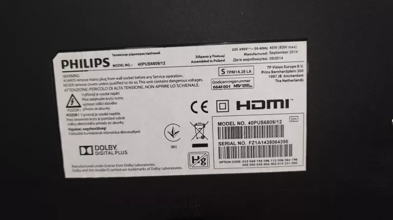 TELEWIZOR PHILIPS 40PUS6809 SMART TV 4K UHD