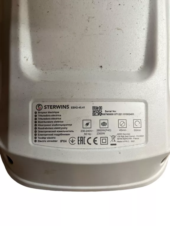 ROZDRABNIACZ DO GAŁĘZI STERWINS ESH2-45.41 2800W