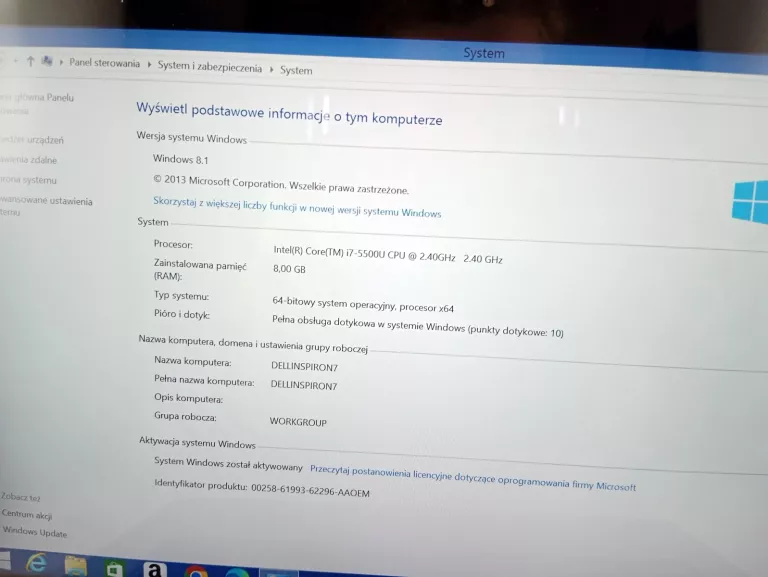 DOTYKOWY LAPTOP DELL INSPIRON 7348 8/256GB INTEL CORE I7
