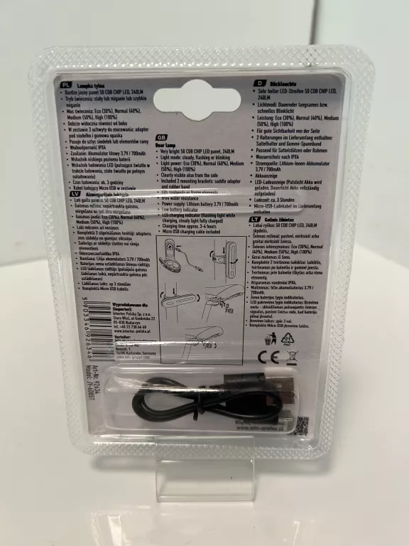 LAMPKA ROWEROWA TYŁ JY-6085T USB