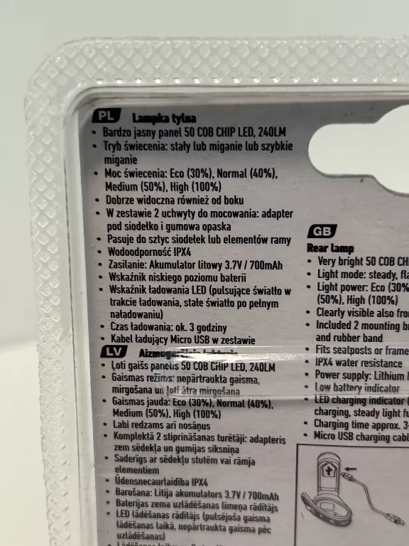 LAMPKA ROWEROWA TYŁ JY-6085T USB
