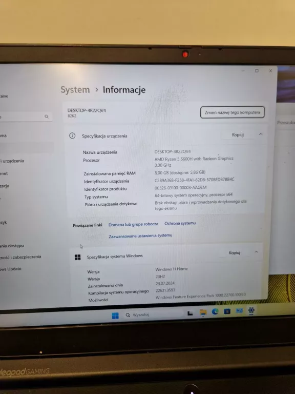 LAPTOP LENOVO IDEAPAD GAMING 3 15ACH6 + ZASILACZ