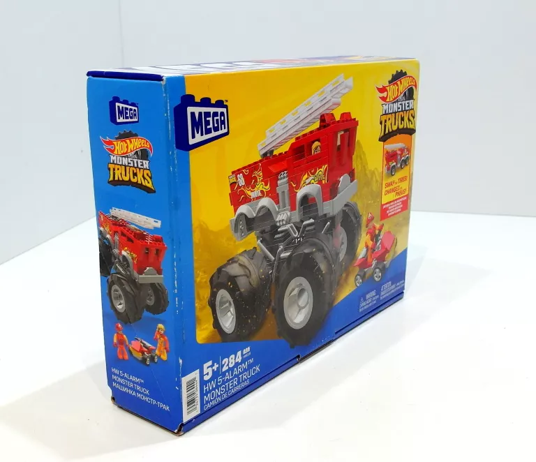 HOT WHEELS KLOCKI MEGA BLOKS MONSTER TRUCK STRAŻACKI 5-ALARM + ŁAZIK ATV
