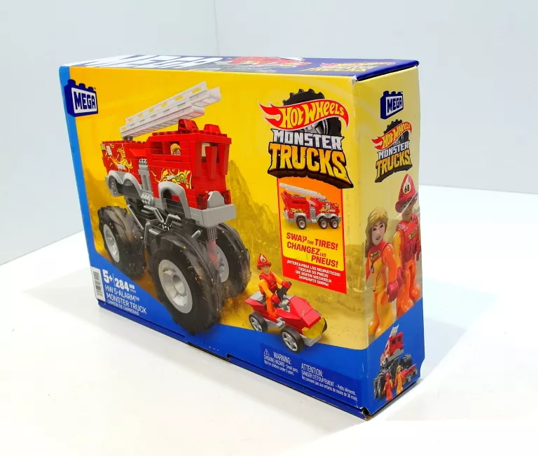 HOT WHEELS KLOCKI MEGA BLOKS MONSTER TRUCK STRAŻACKI 5-ALARM + ŁAZIK ATV