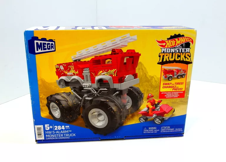 HOT WHEELS KLOCKI MEGA BLOKS MONSTER TRUCK STRAŻACKI 5-ALARM + ŁAZIK ATV
