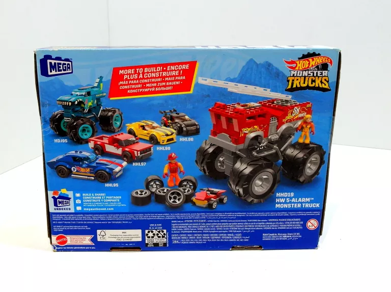 HOT WHEELS KLOCKI MEGA BLOKS MONSTER TRUCK STRAŻACKI 5-ALARM + ŁAZIK ATV
