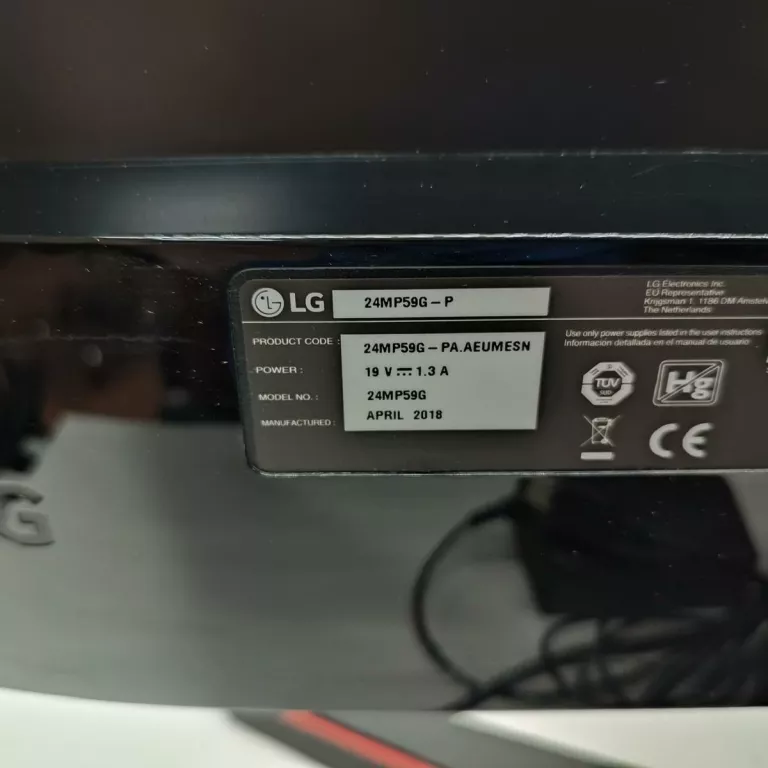 MONITOR LG 24MP59G-P + ZASILACZ + PRZEWÓD HDMI