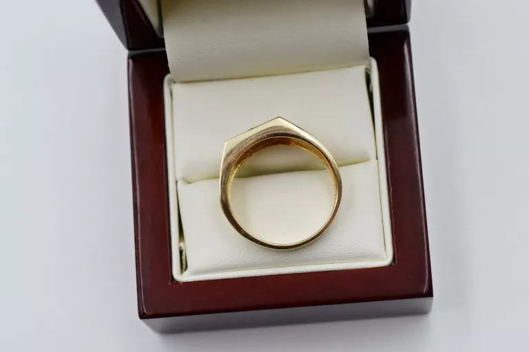 WYJĄTKOWY ZŁOTY SYGNET Z ORŁEM I FLAGAMI 585 9,63G R27