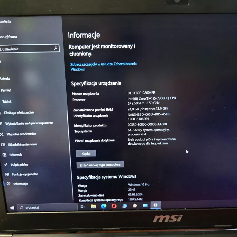 LAPTOP MSI MS-16 JD