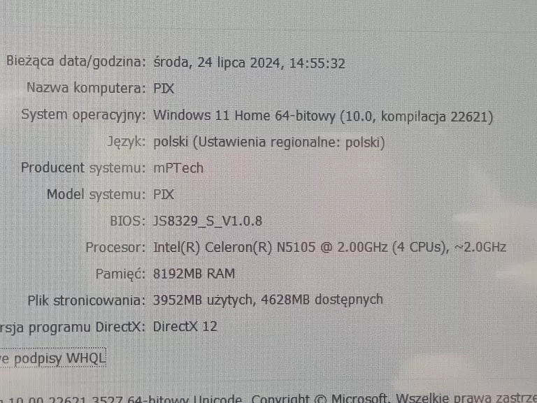 LAPTOP TECHBITE PIX 15,6 128GB FHD KOMPLET GWARANCJA!