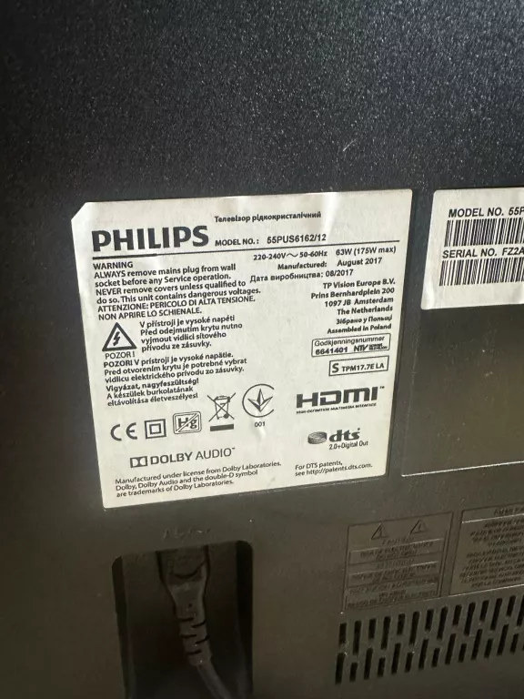 TELEWIZOR PHILIPS 55PUS6162 PILOT
