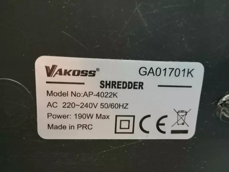 VAKOSS NISZCZARKA AP-4022K 190W