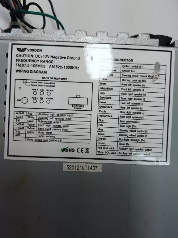 RADIO SAMOCHODOWE VORDON AC-5201