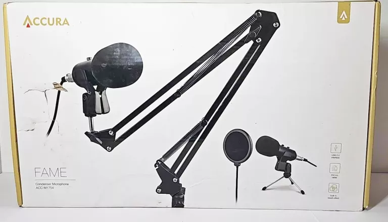 MIKROFON ACCURA ACC-M1754 USB STATYW POP FILTR KPL/PUDEŁKO