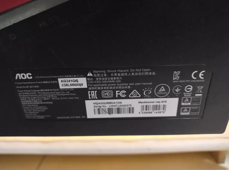 MONITOR GAMINGOWY AOC AG241QG 24 CALE