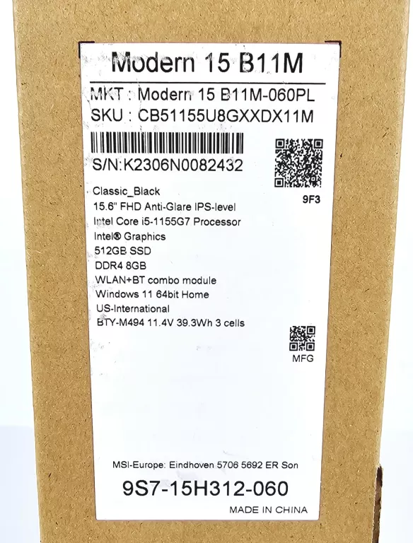 LAPTOP MSI TE-MM-B11M KOMPLET