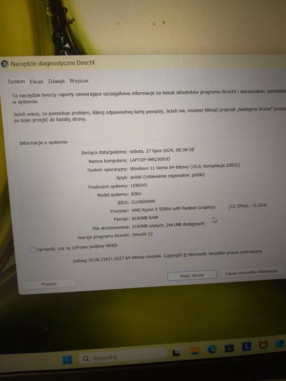 LAPTOP LENOVO IDEAPAD 3-15ALC RYZEN 5 5500U/8GB/512GB