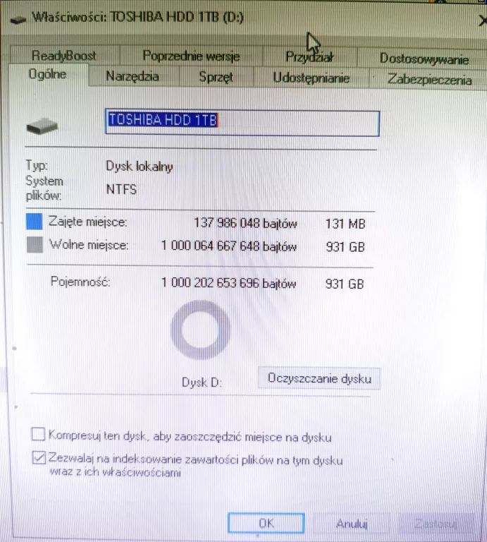 DYSK ZEWNĘTRZNY HDD TOSHIBA 1TB