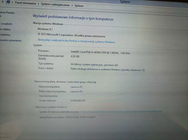 LAPTOP LENOVO FLEX 2-15 4 GB INTEL CORE I3 WIN 8 ŁADOWARKA