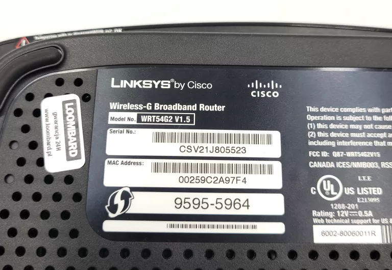 ROUTER CISCO LINKSYS WRT54G2 V1.5