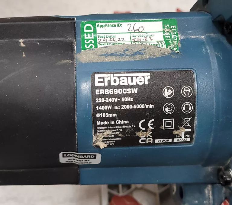 PILARKO-ZAGŁĘBIARKA ERBAUER ERB690CSW 1400W + SZYNA