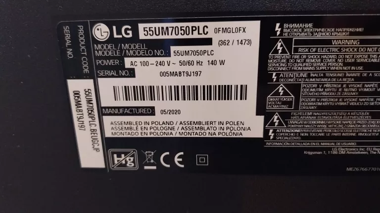 TELEWIZOR LG 55UM7050PLC/PILOT