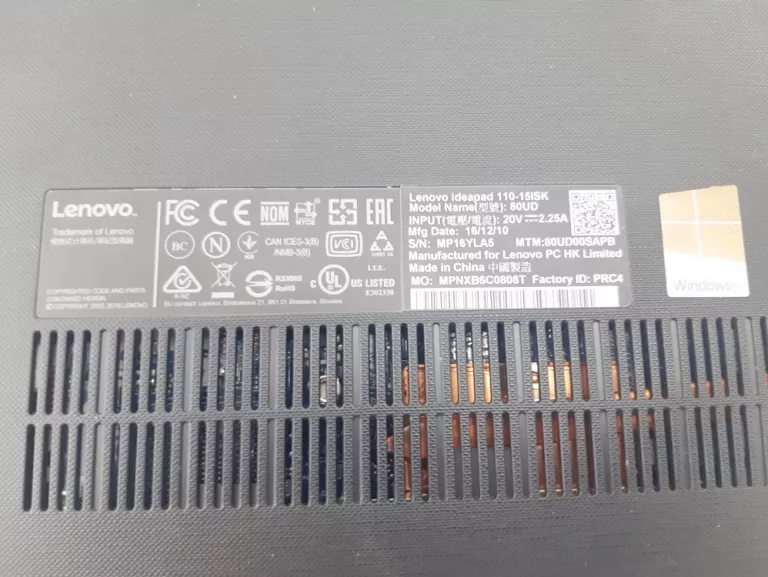 LAPTOP LENOVO IDEAPAD 110-15ISK 80UD