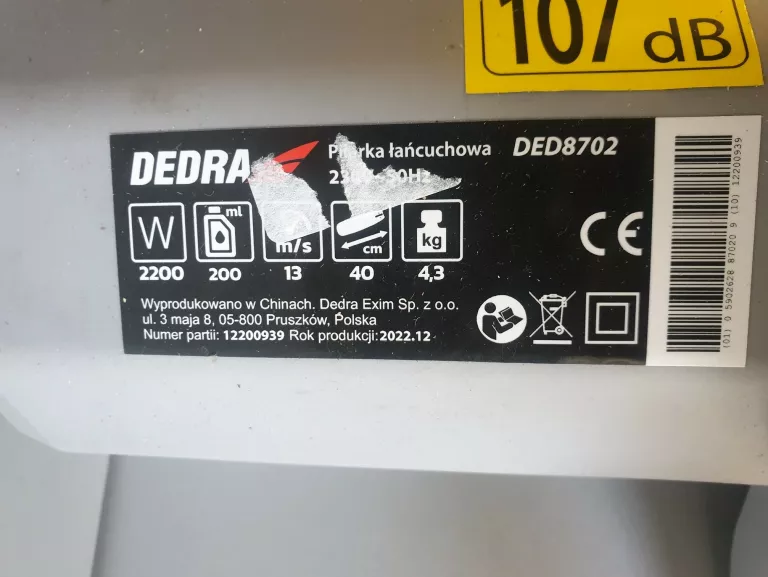 PILARKA ŁAŃCUCHOWA ELEKTRYCZNA DEDRA DED8702