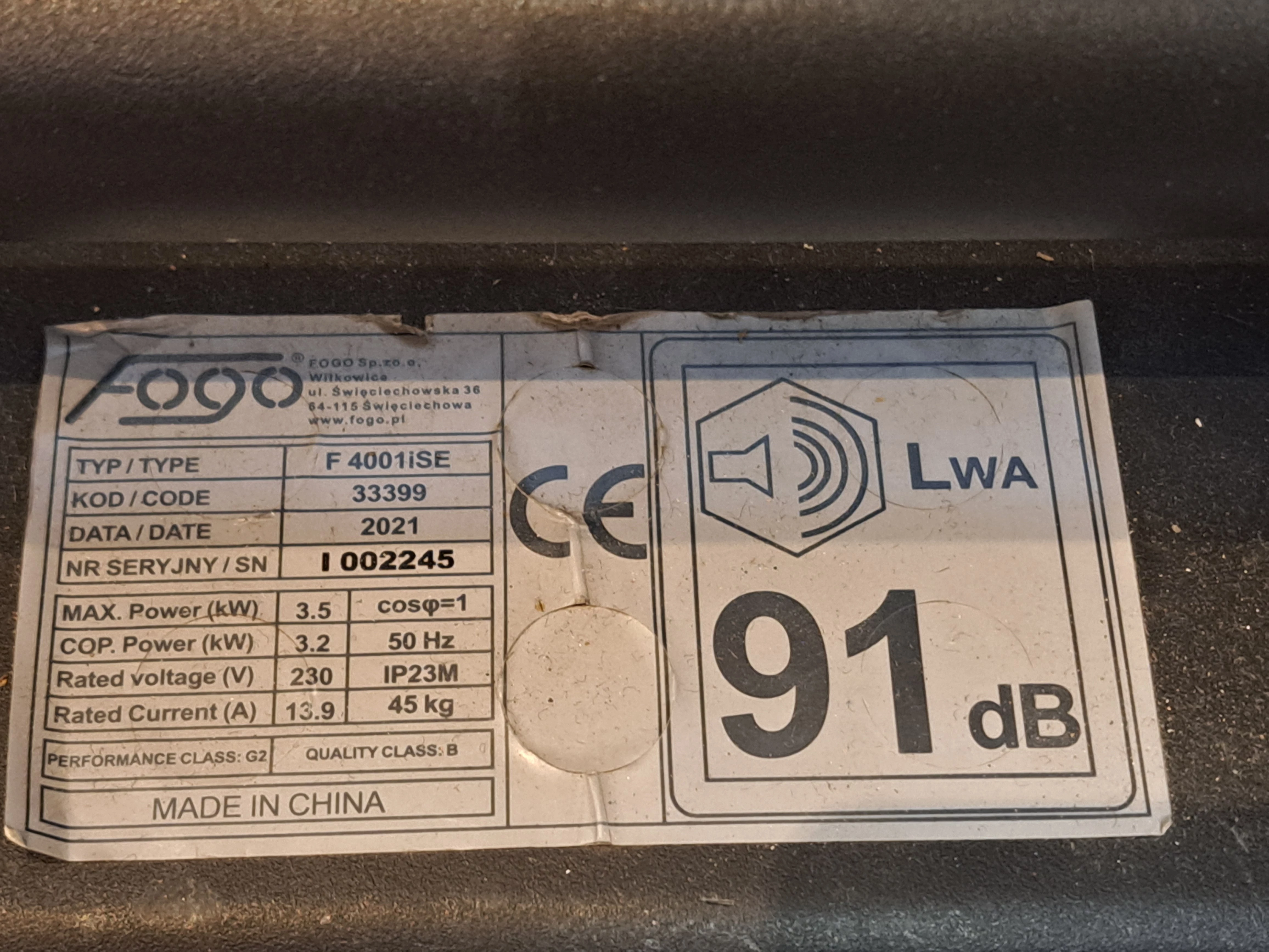 agregat-pradotworczy-fogo-f-4001-ise-ean-gtin-6974880290407