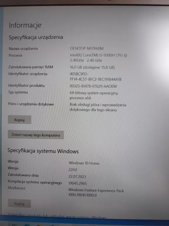 LAPTOP OMEN 15-DC1014NW GEFORCE GTX 1650 / INTEL CORE I5/ 16GB
