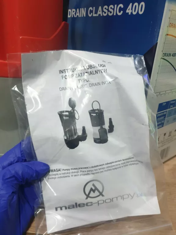 POMPA ELEKTRYCZNA DRAIN 400 CLASSIC MALEC MOC 400W PŁYWAK CZYSTA/BRUDNA