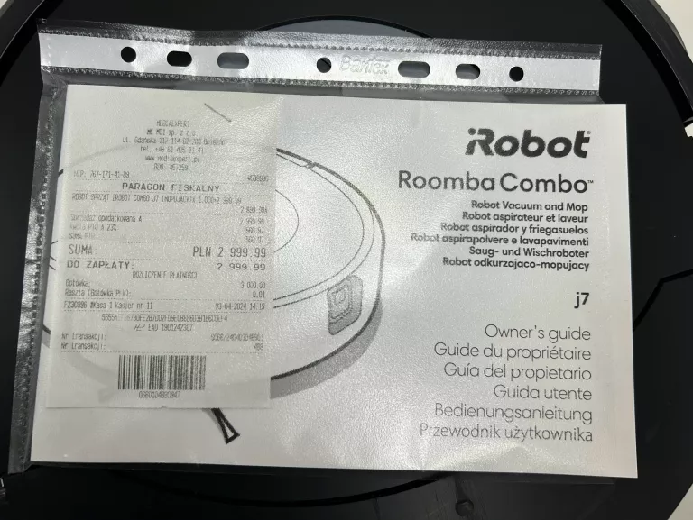 ROBOT SPRZĄTAJĄCY ODKURZAJĄCO-MOPUJĄCY IROBOT ROOMBA COMBO J7 DOW. ZAK!