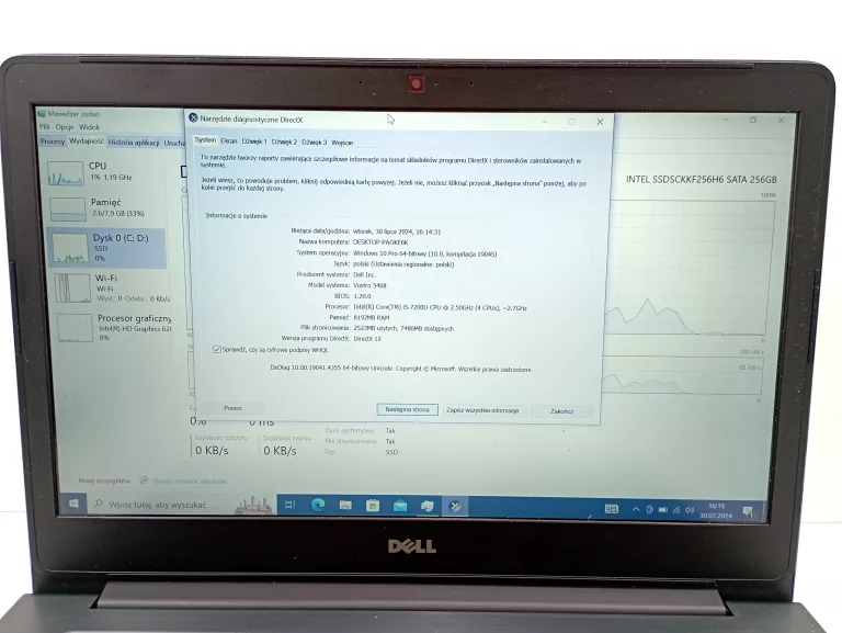 DELL VOSTRO 5468 (I5-7200U/8GB/256GB SSD/W10) ZAS