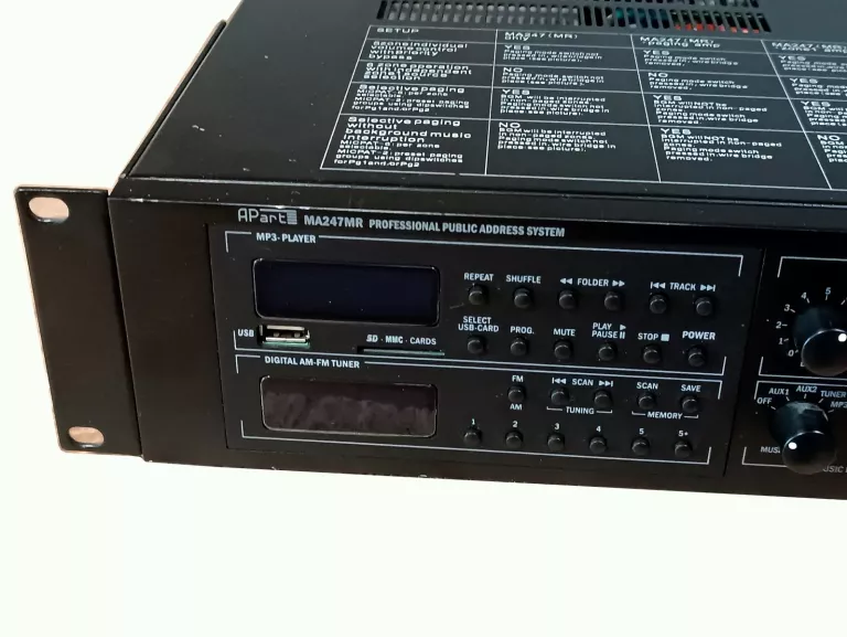 WZMACNIACZ MIKSUJĄCY 6-STREFOWY Z FM APART MA247MR