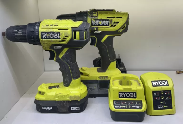 ZESTAW WIERTARKO-WKRĘTAREK RYOBI R18DD3 + RYOBI R18DD4 +2X ŁADOWARKA