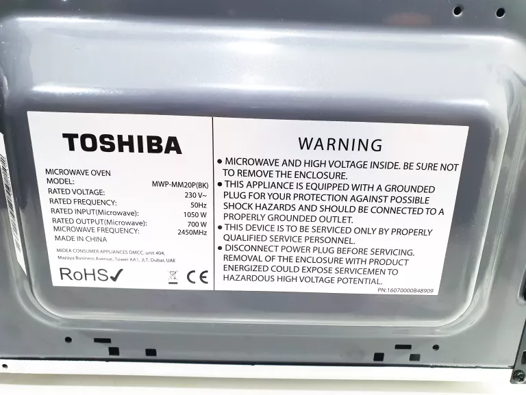 KUCHENKA MIKROFALOWA WOLNOSTOJĄCA TOSHIBA MWP-MM20P BK