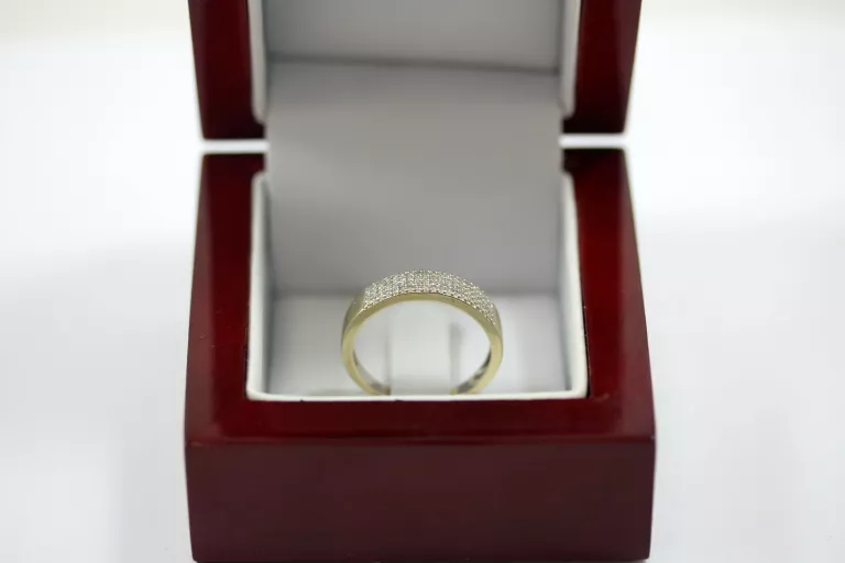 ZŁOTA OBRĄCZKA 585 WYSADZANA DIAMENTAMI 0,23CT ROZMIAR 17 CERTYFIKAT